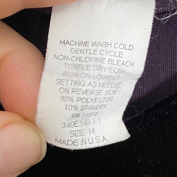 Vintage 90s Girls Dress Size 14 Deep Purple Velvet Embroidered Flowers Y2K - Picture 5 of 9